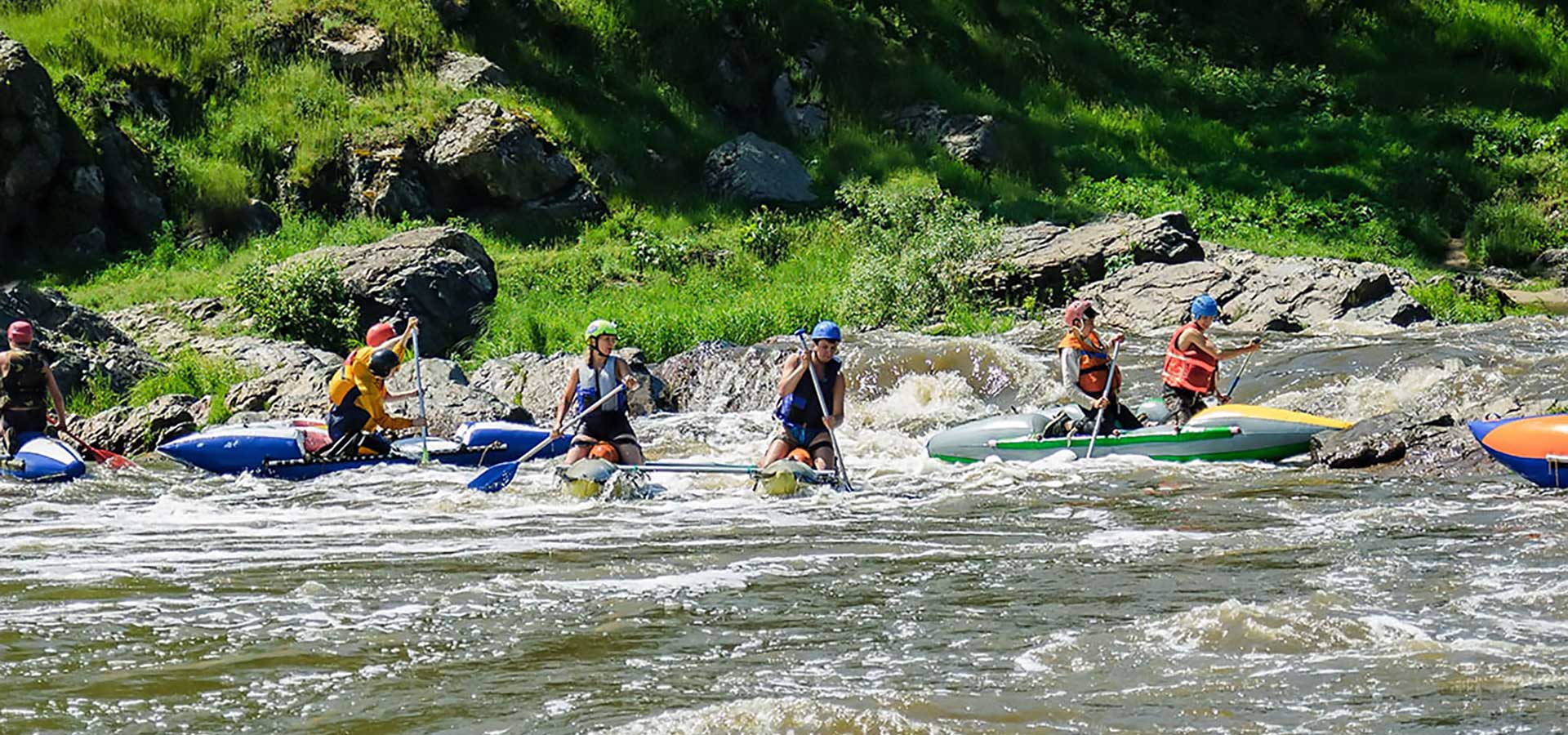 kayaking down river