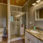 Master bathroom in vacation rental with great mountain views by A River Runs Thru It