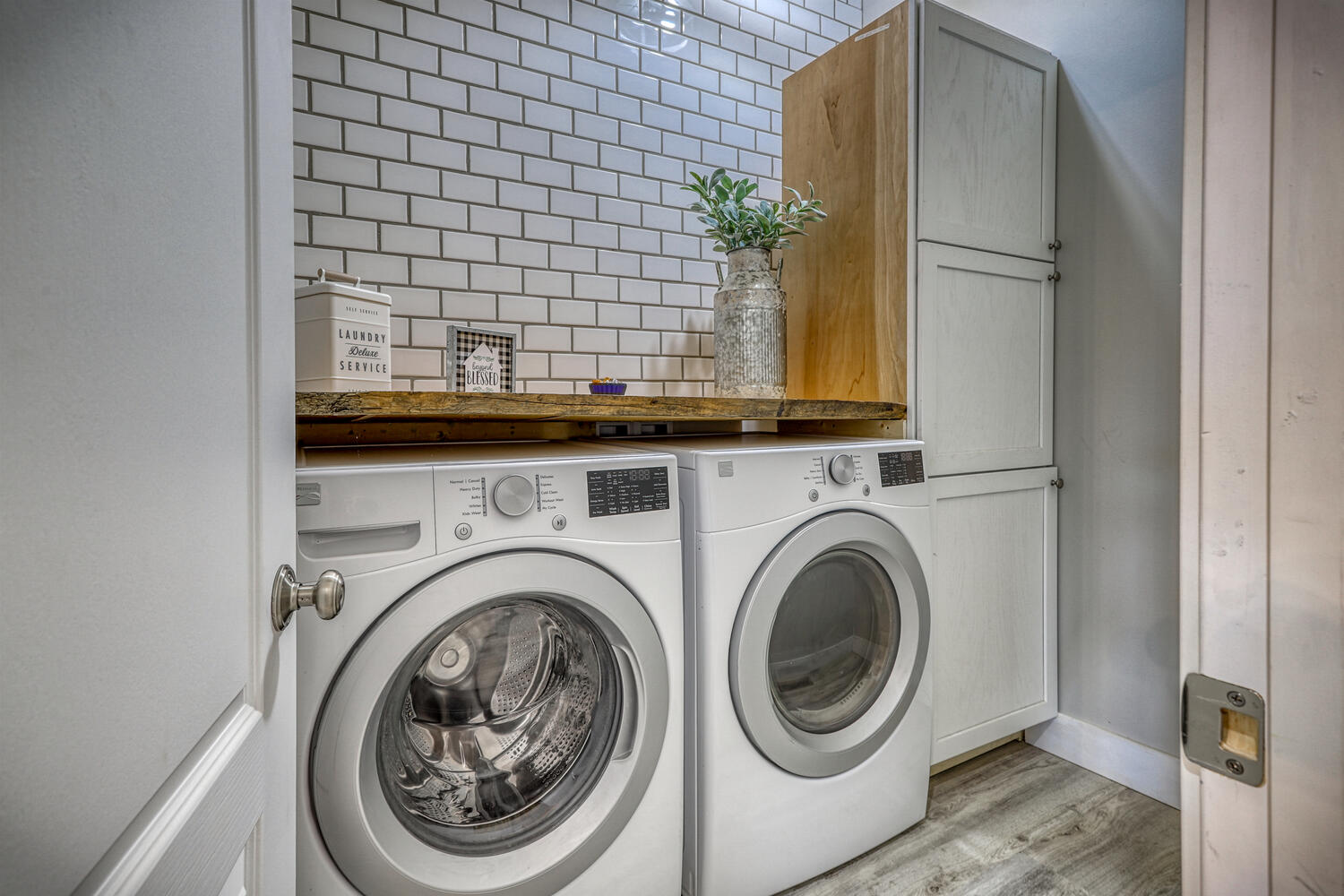 Laundry room in vacation rental with great mountain views by A River Runs Thru It