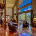 Main living area showing 3 stories of Eagle's View vacation rental home by A River Runs Thru It
